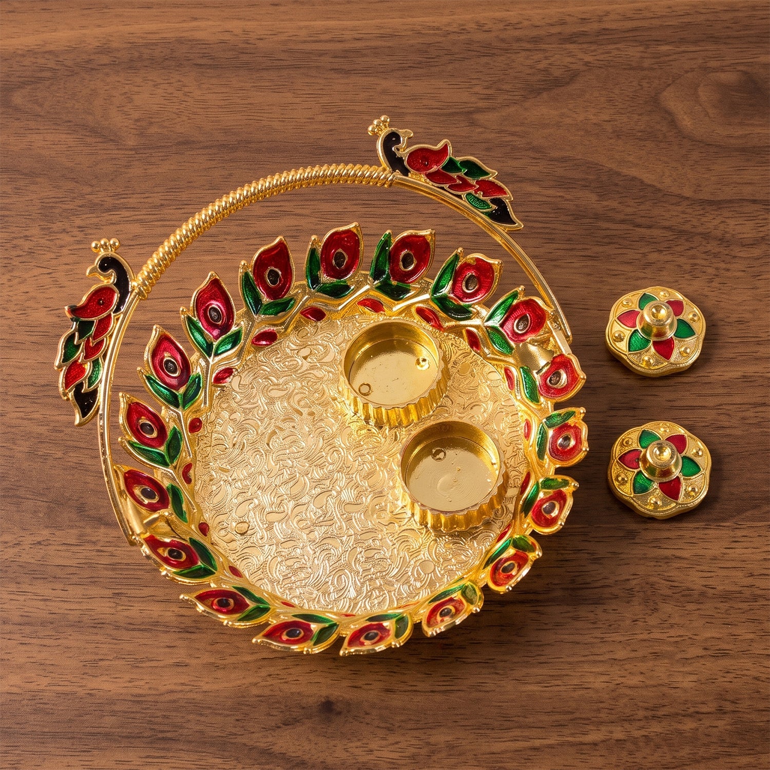 Metal dish kumkum haldi holding