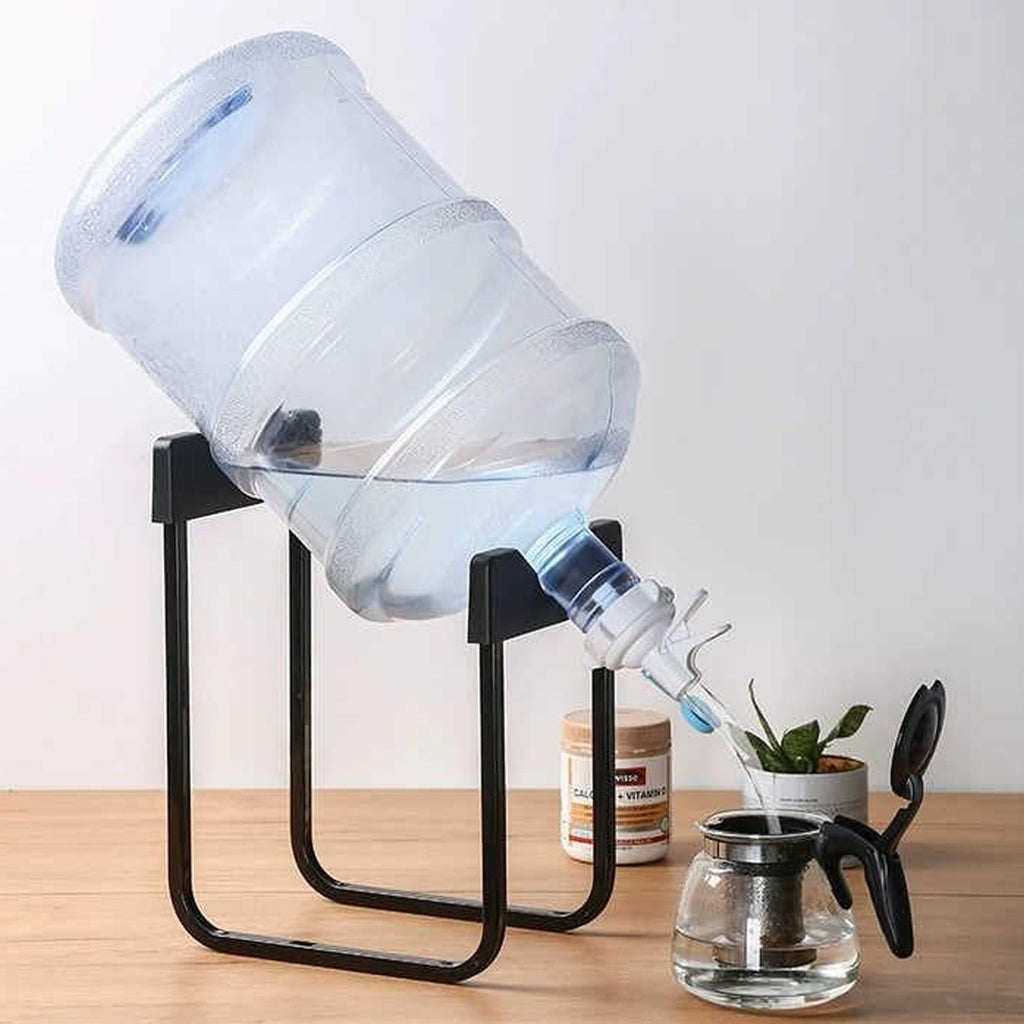 Water bottle stand with tap view