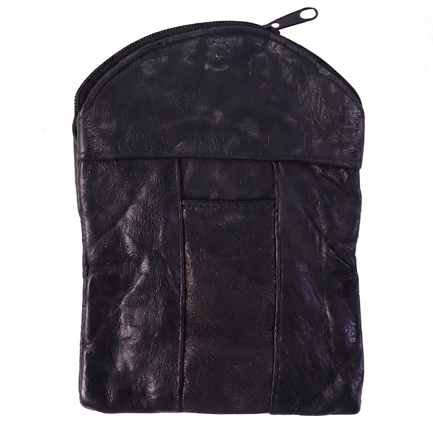 Mini leather zipper pouch with durable stitching and classy finish.