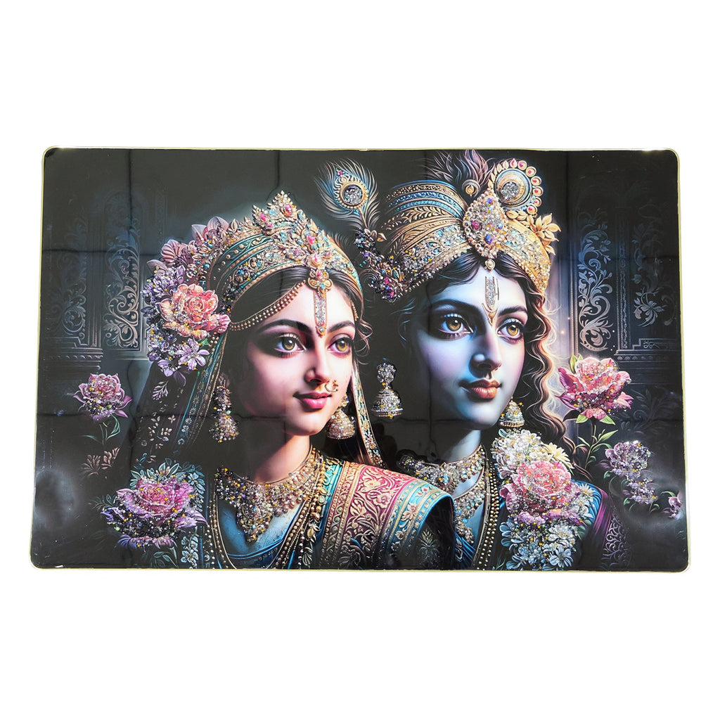 Decorative Radha Krishna wall frame for home and temple