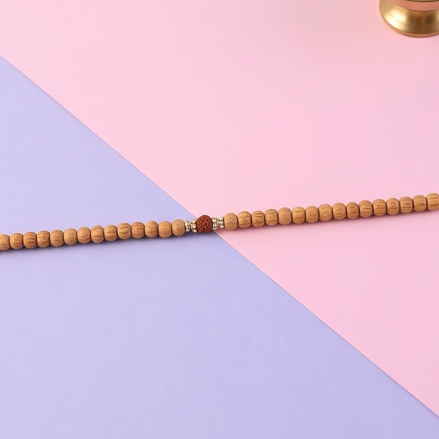 Sandalwood Mala with Rudraksha Beads, Chandan Japa Mala for Puja and Wear (1 Pc)