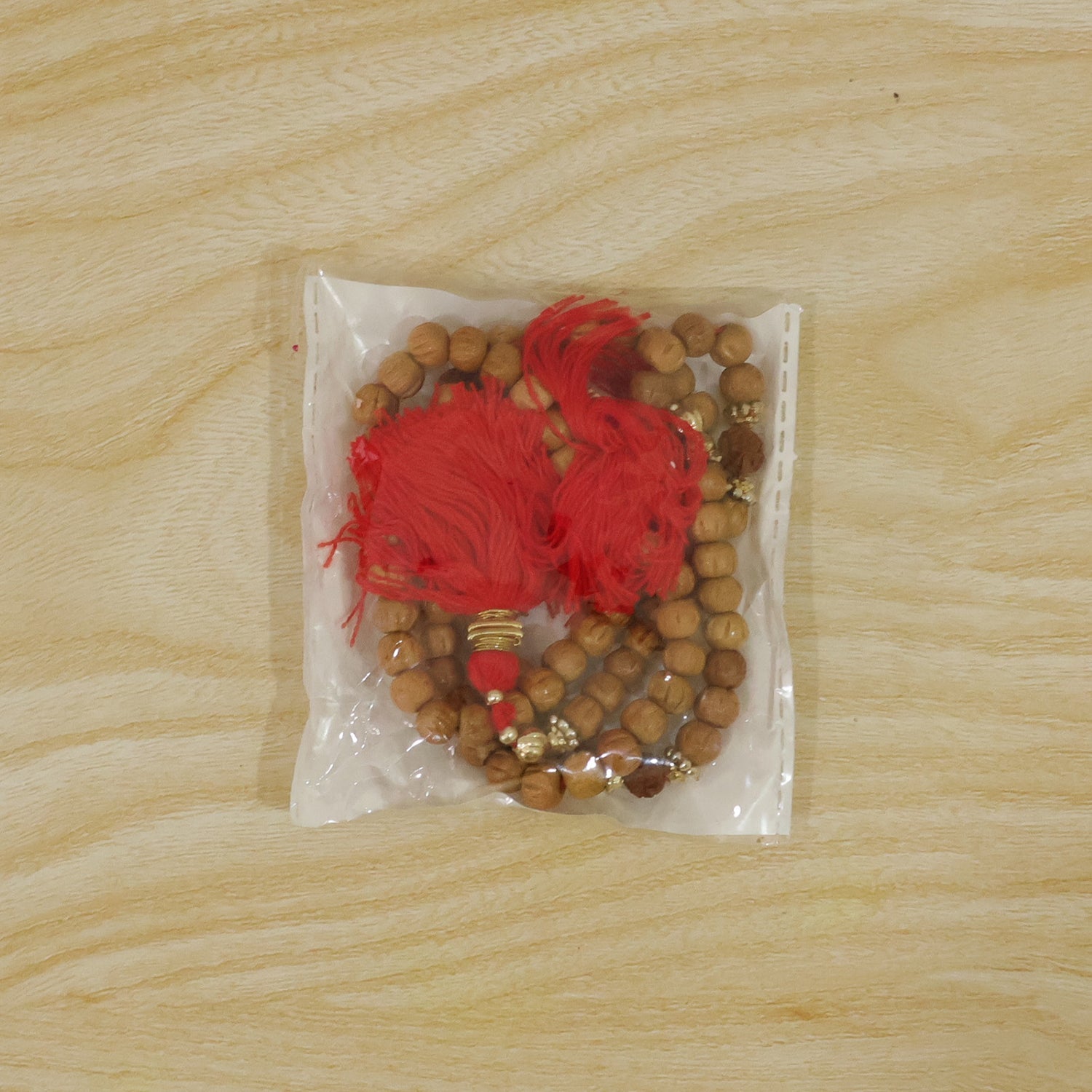 Sandalwood Mala with Rudraksha Beads, Chandan Japa Mala for Puja and Wear (1 Pc)