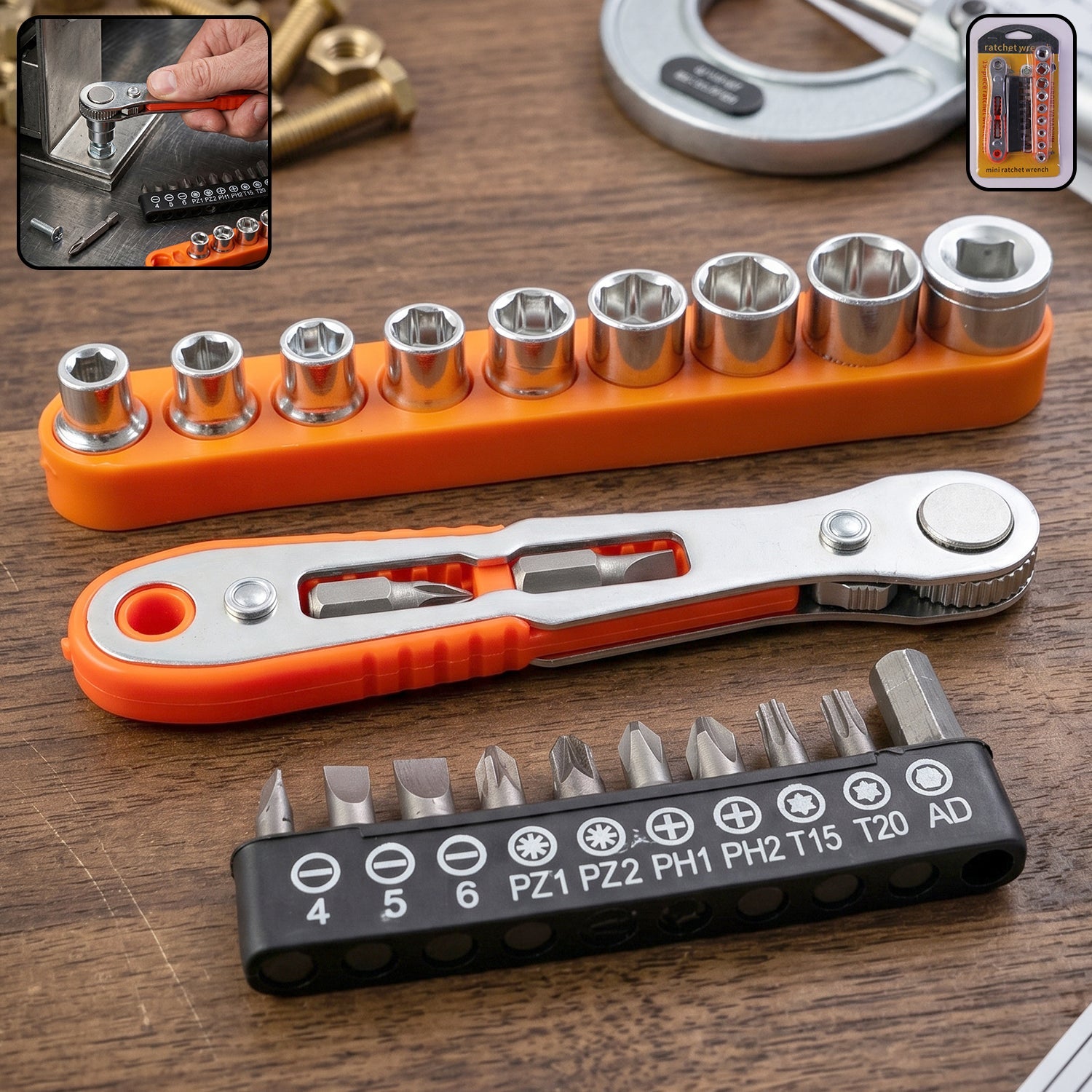 Mini ratchet wrench socket screwdriver set