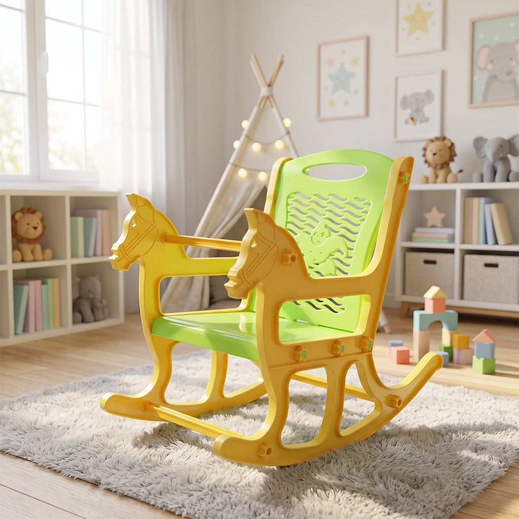 Toddler horse rocker seat with backrest for home use