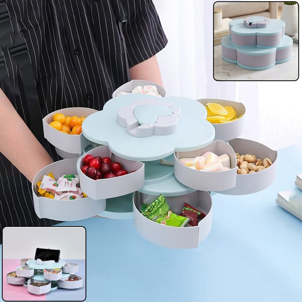 Flower shape rotating candy dish