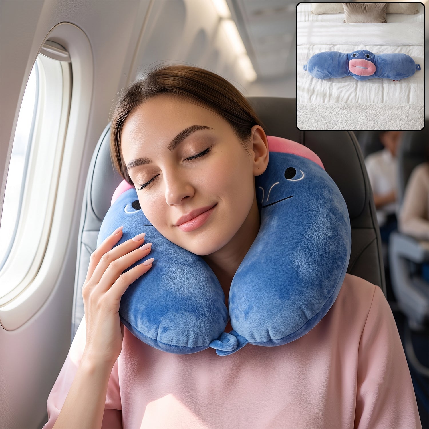 U shaped neck pillow blue