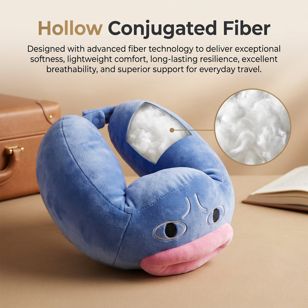 Blue character neck pillow front