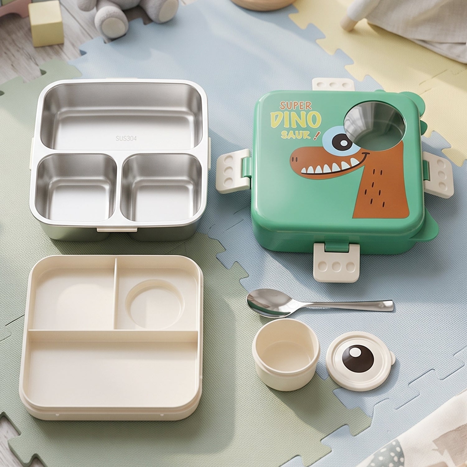 Kids dinosaur bento tiffin with leak proof design