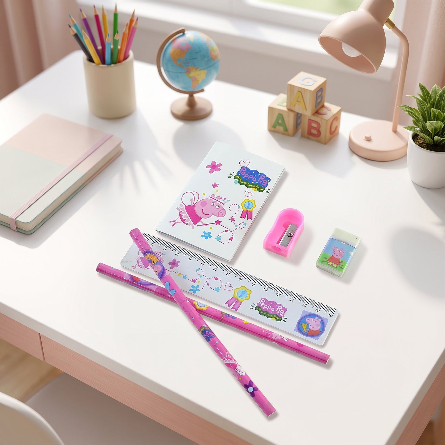 Stationery gift set with pencils, eraser and sharpener