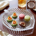 Leaf shape glass serving tray, 20 x 16 cm platter for snacks and dessert (1 pc)