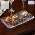 Transparent glass serving tray, 11 inch rectangular basketweave platter (1 pc)