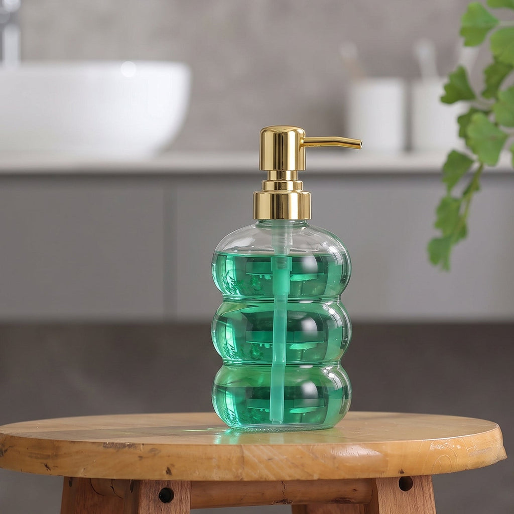 Reusable glass liquid soap bottle with press pump