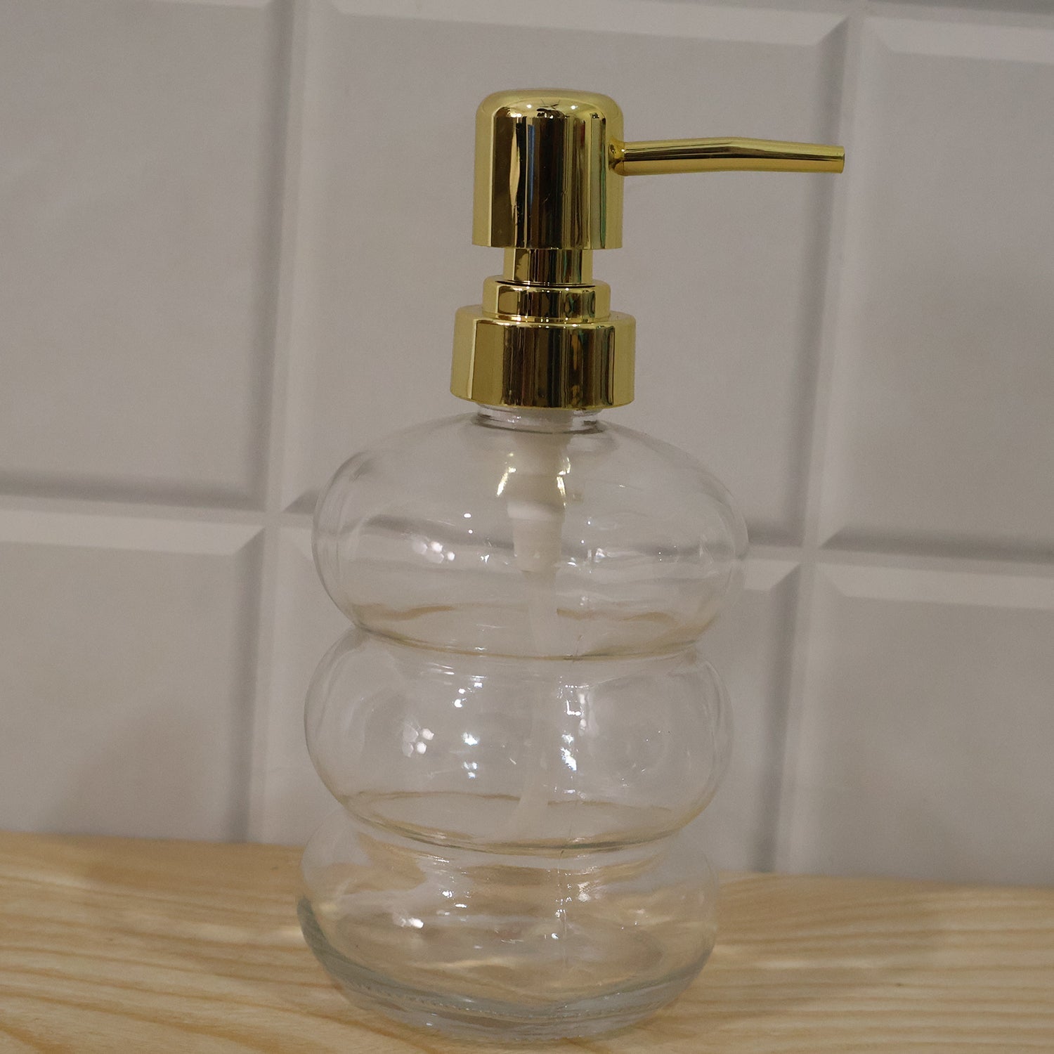 Decorative transparent glass soap dispenser for modern homes