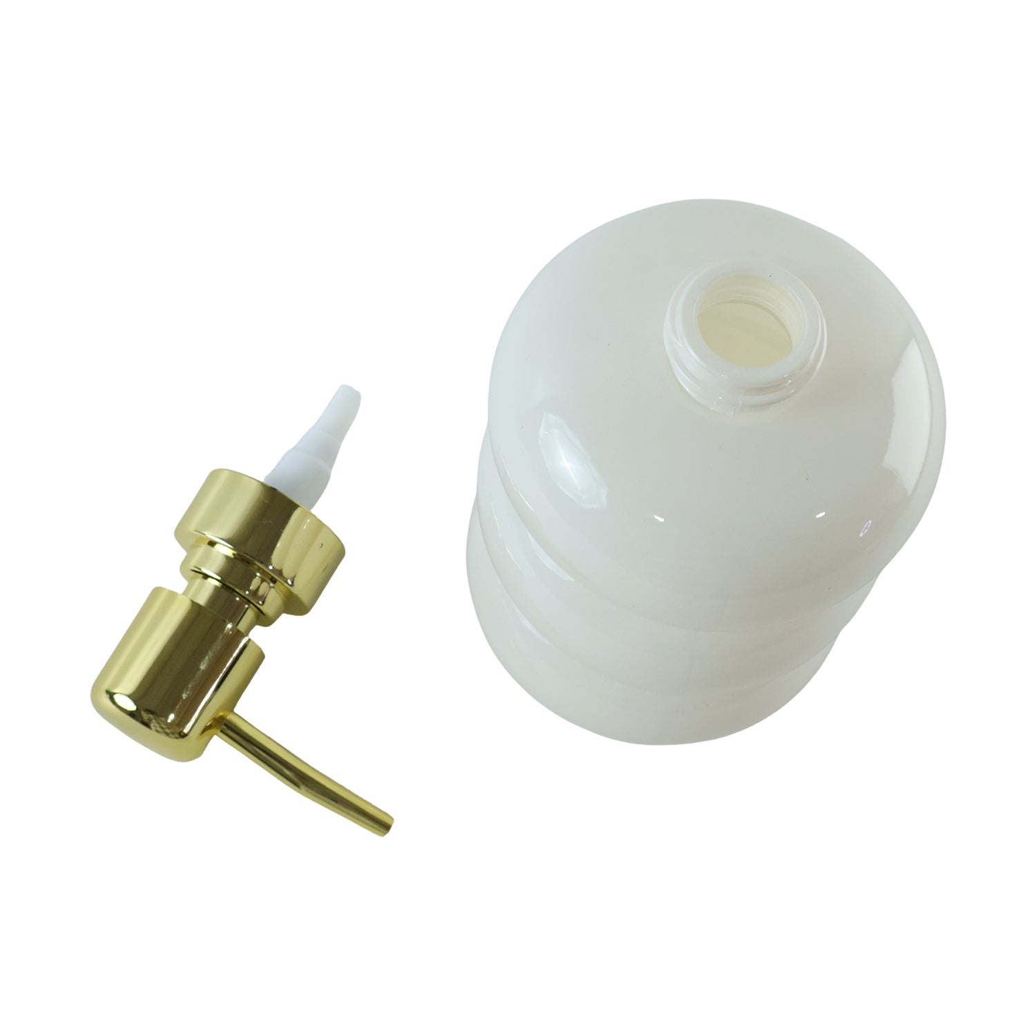 Kitchen and bathroom soap dispenser in glass with gold pump