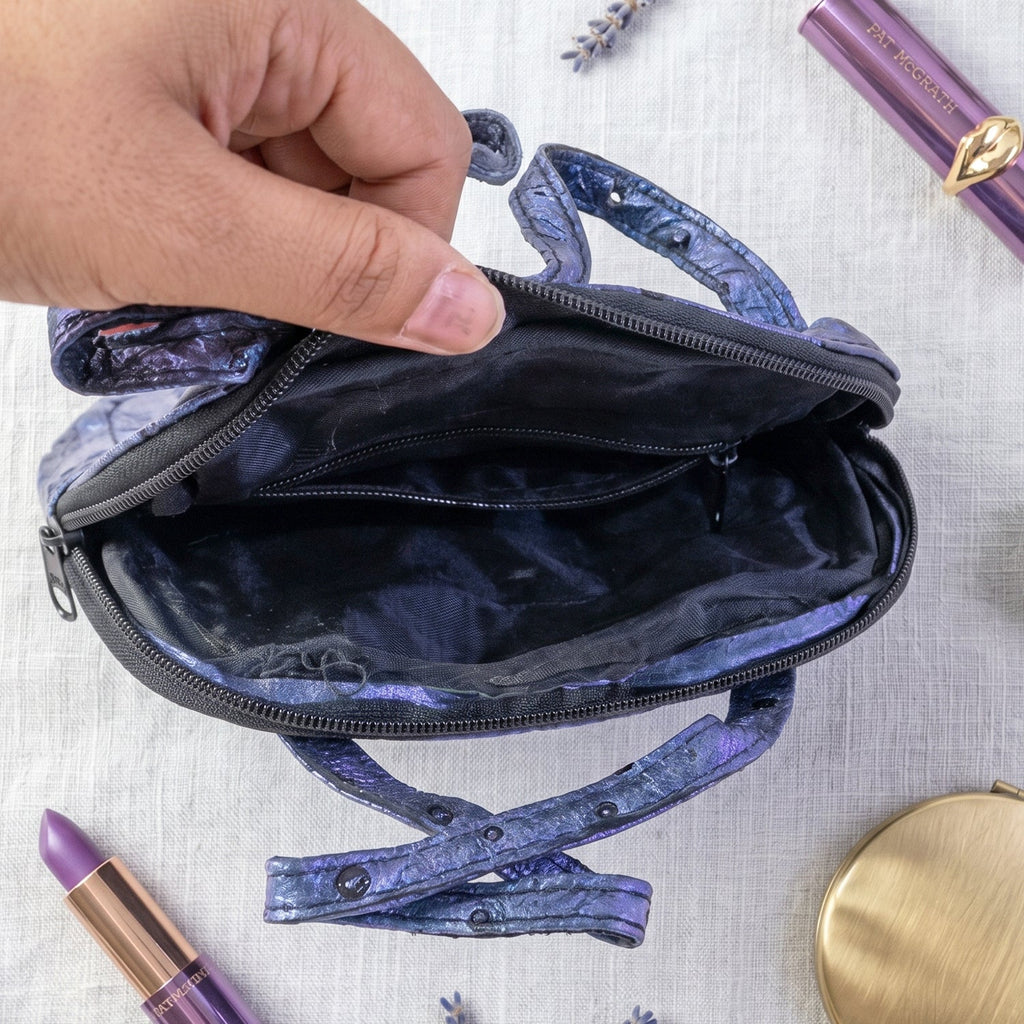 Metallic blue shoulder bag women