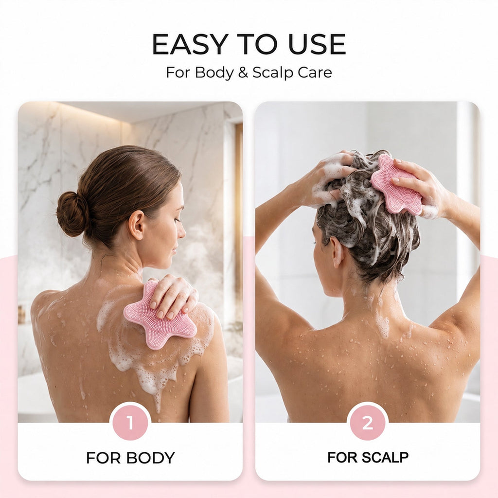 Reusable silicone cleansing brush for shower and bath