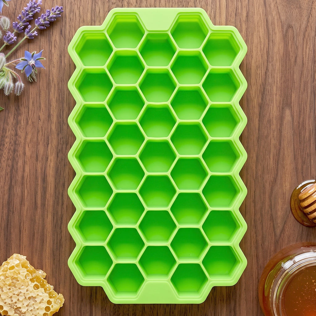 Mini ice cube silicone tray, honeycomb design, pack of 3