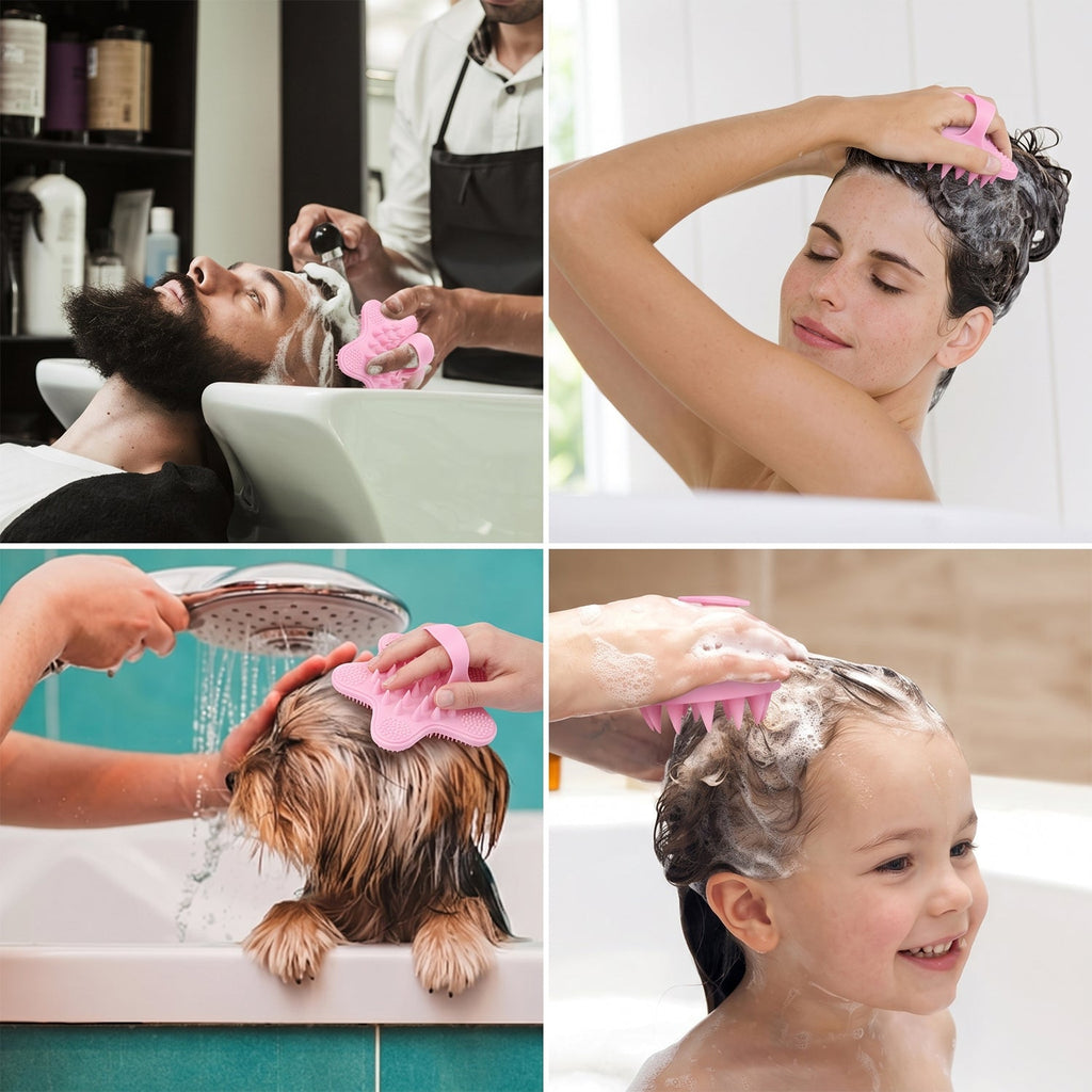 Ergonomic scalp brush for deep cleansing and stimulation