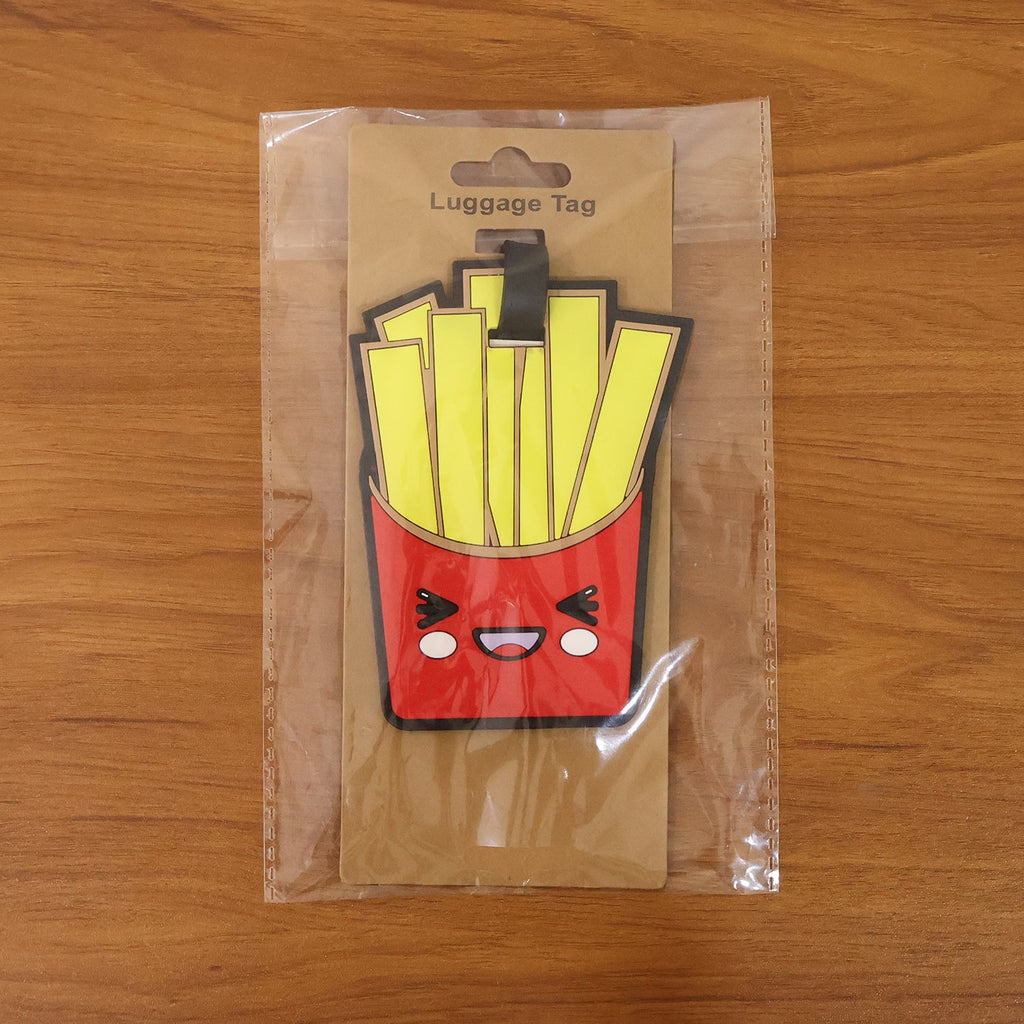 Travel luggage identifier tag with playful fries graphic