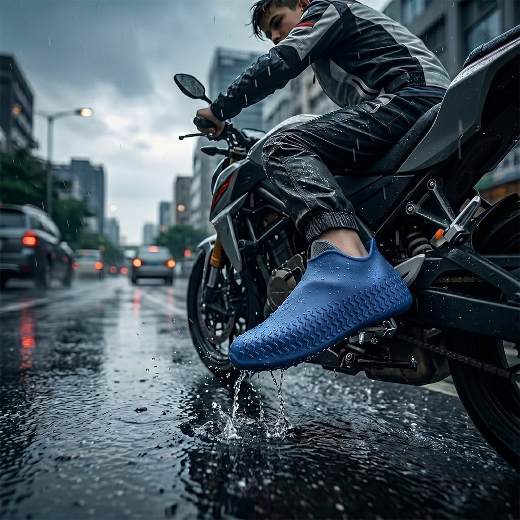 Reusable non-slip silicone shoe cover for rainy weather