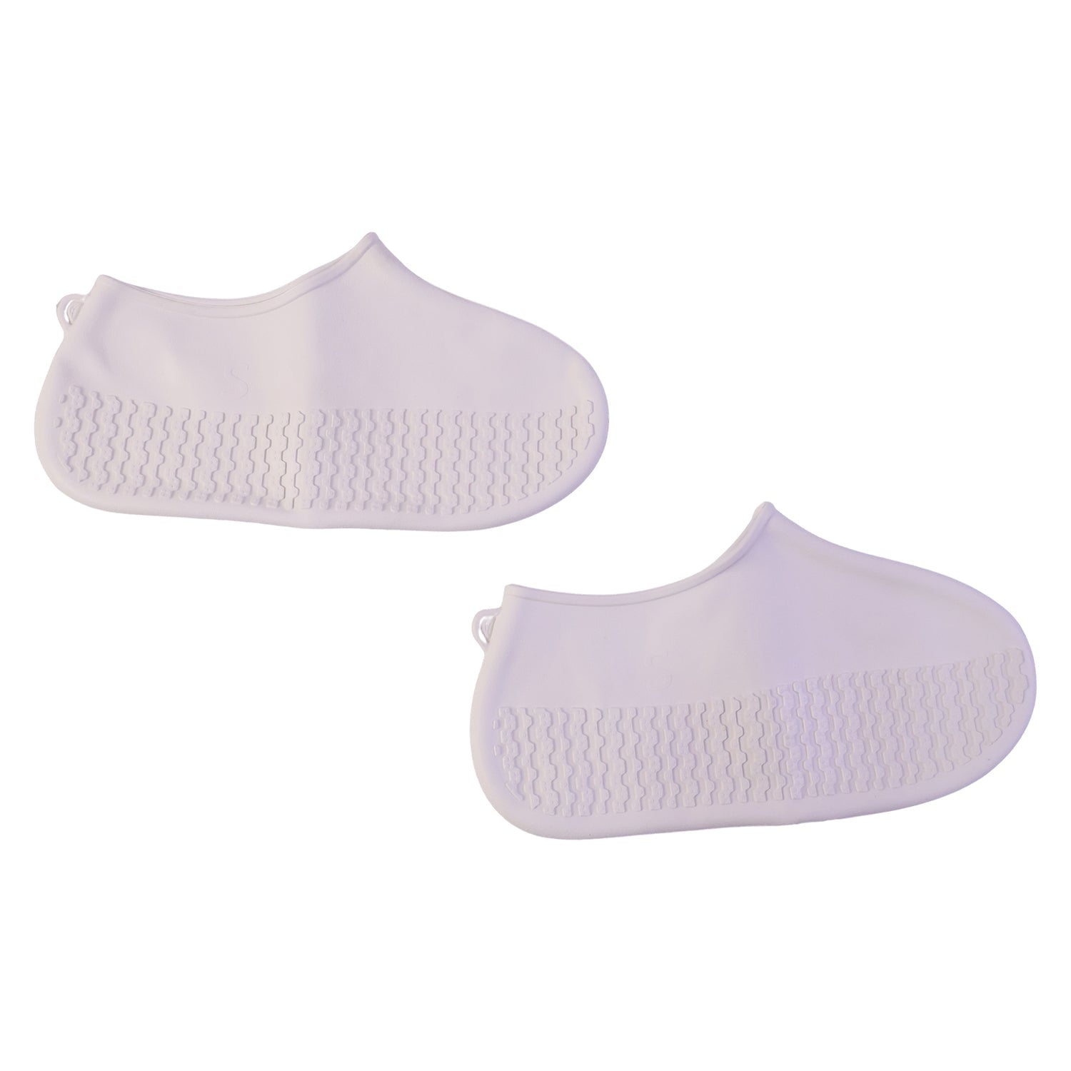 Flexible design of the small white waterproof silicone rain shoe cover.