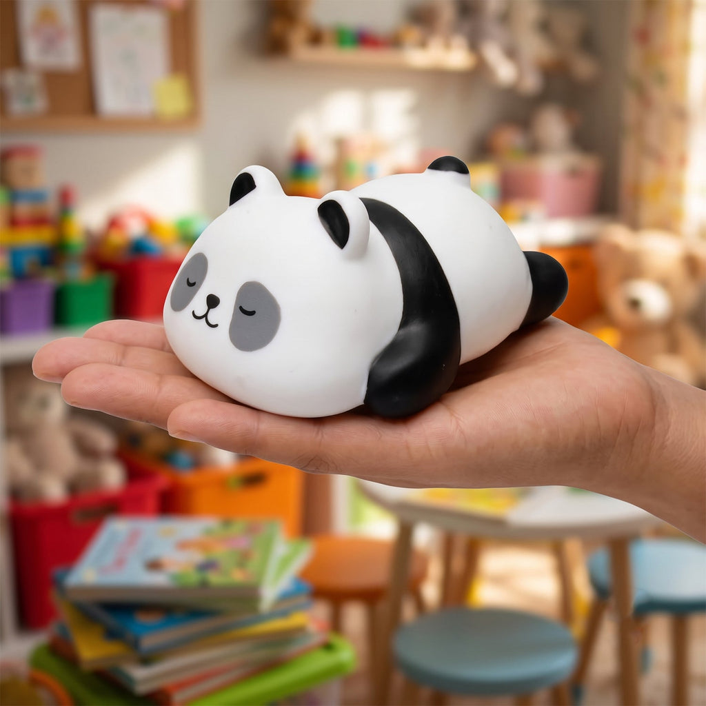 Portable sleeping panda LED night light for nursery and bedside