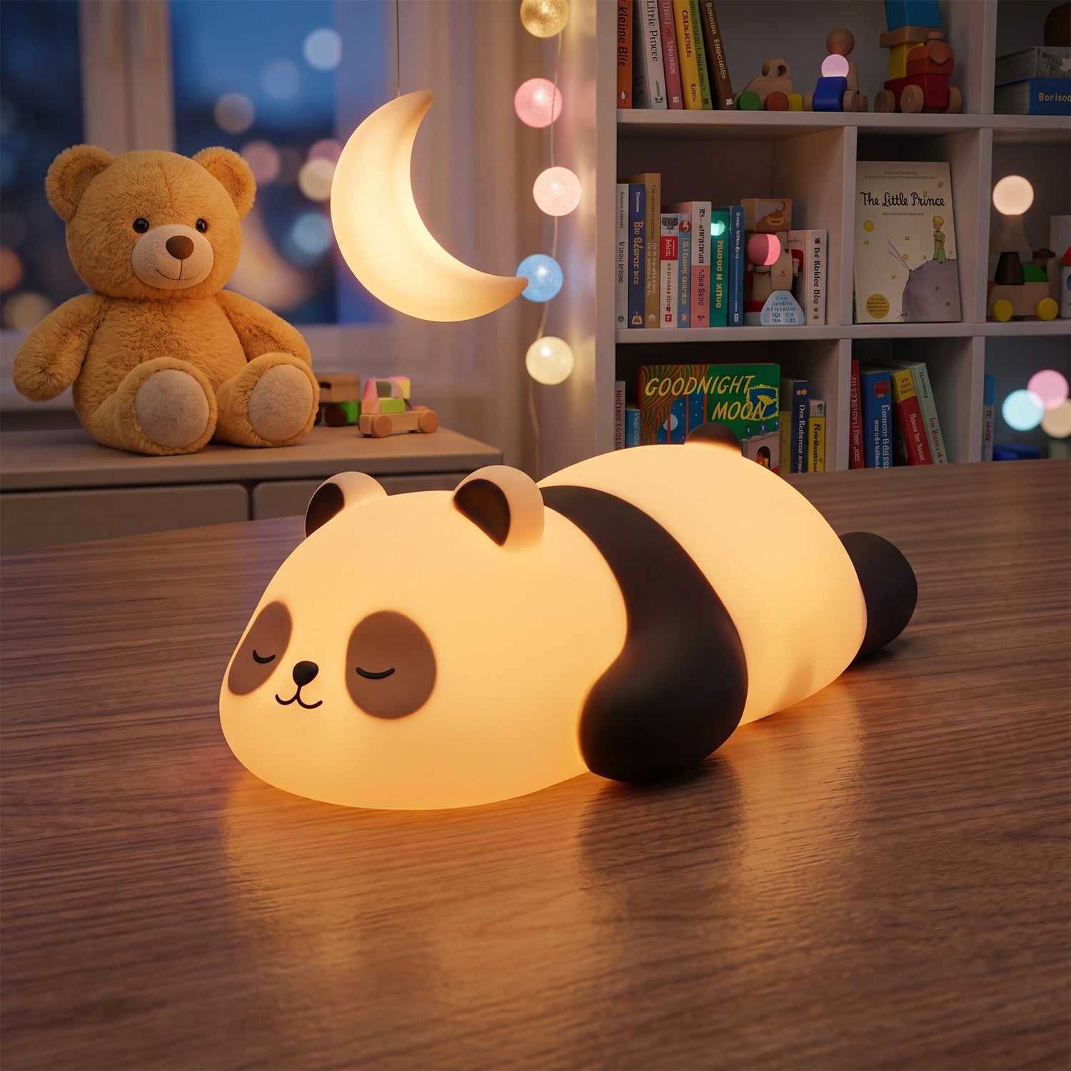 Soft silicone sleeping panda lamp for kids night time comfort