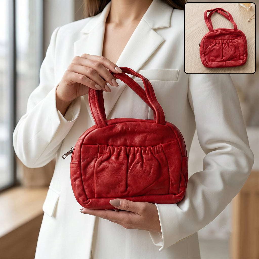 Leather mini zipper purse girls
