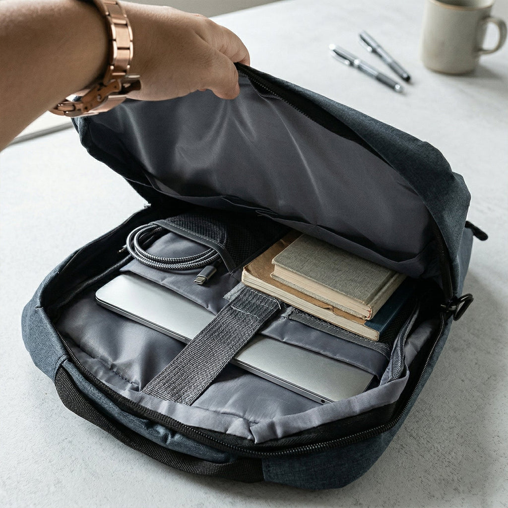 Laptop carrying backpack with secure design for travel and daily use
