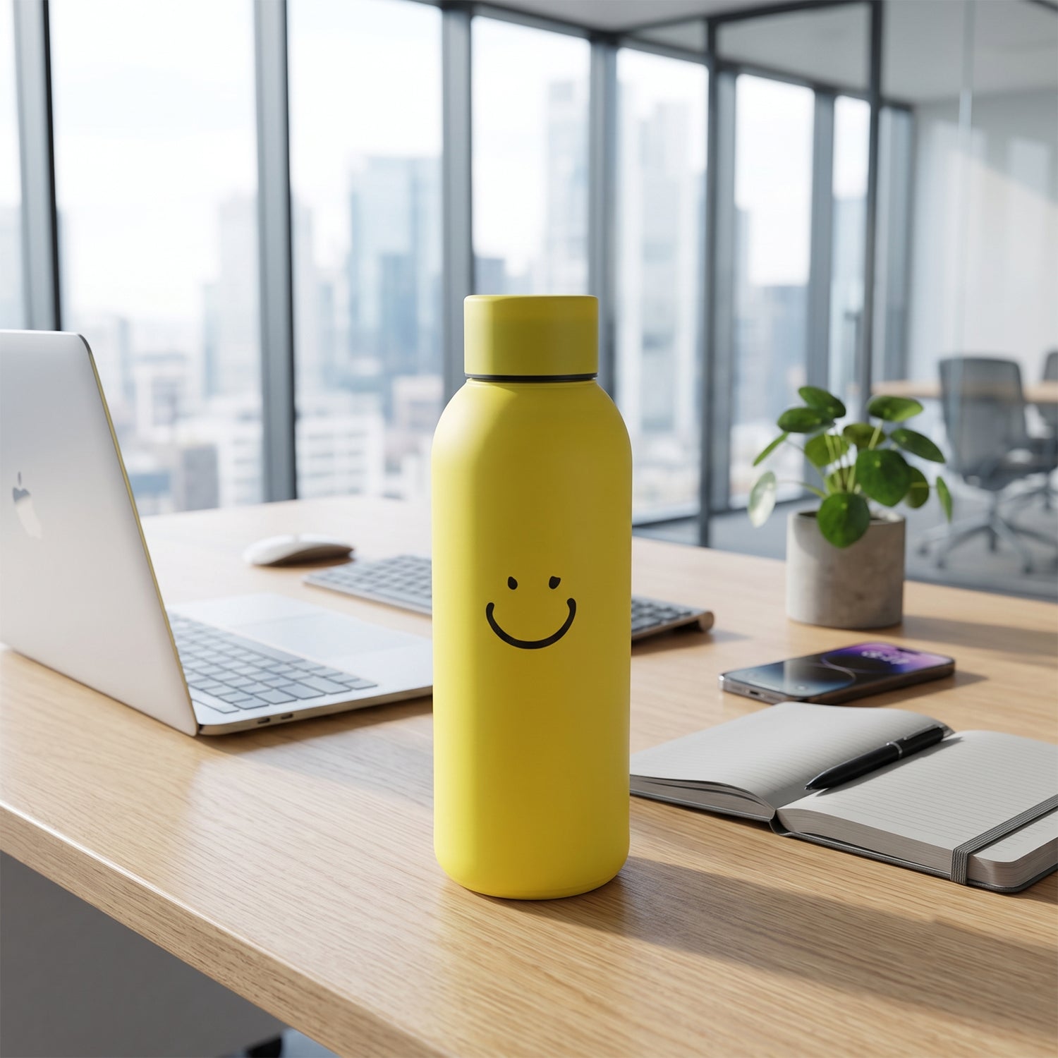 Smiley travel water bottle for trips