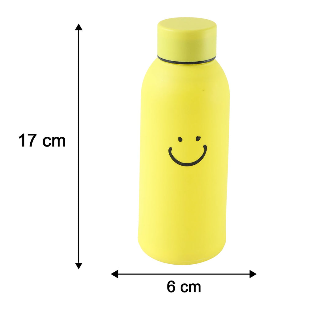 400 ML Smiley Face Glass Travel Water Bottle with Silicone Sleeve (1 Pc)