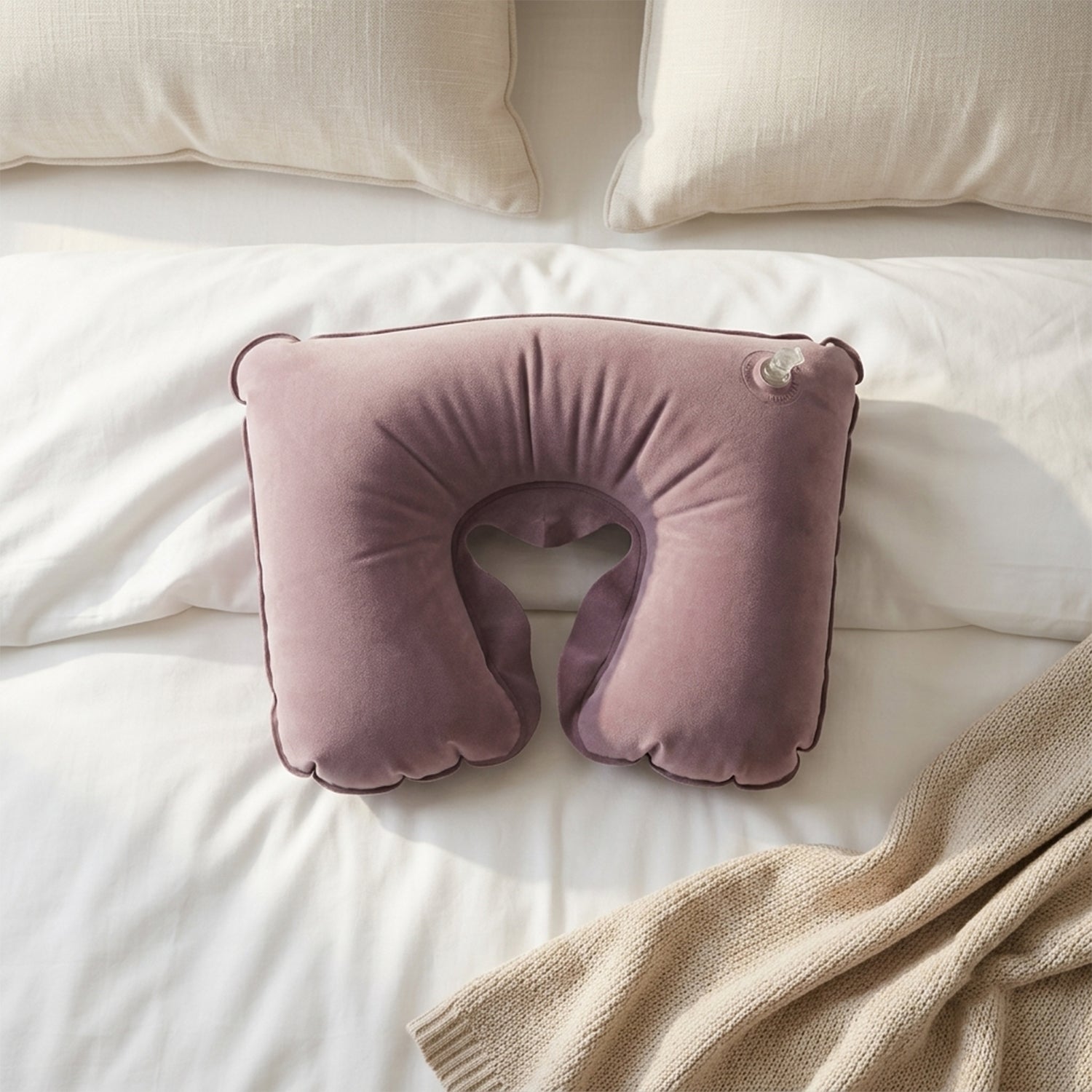 Neck pillow inflation valve detail