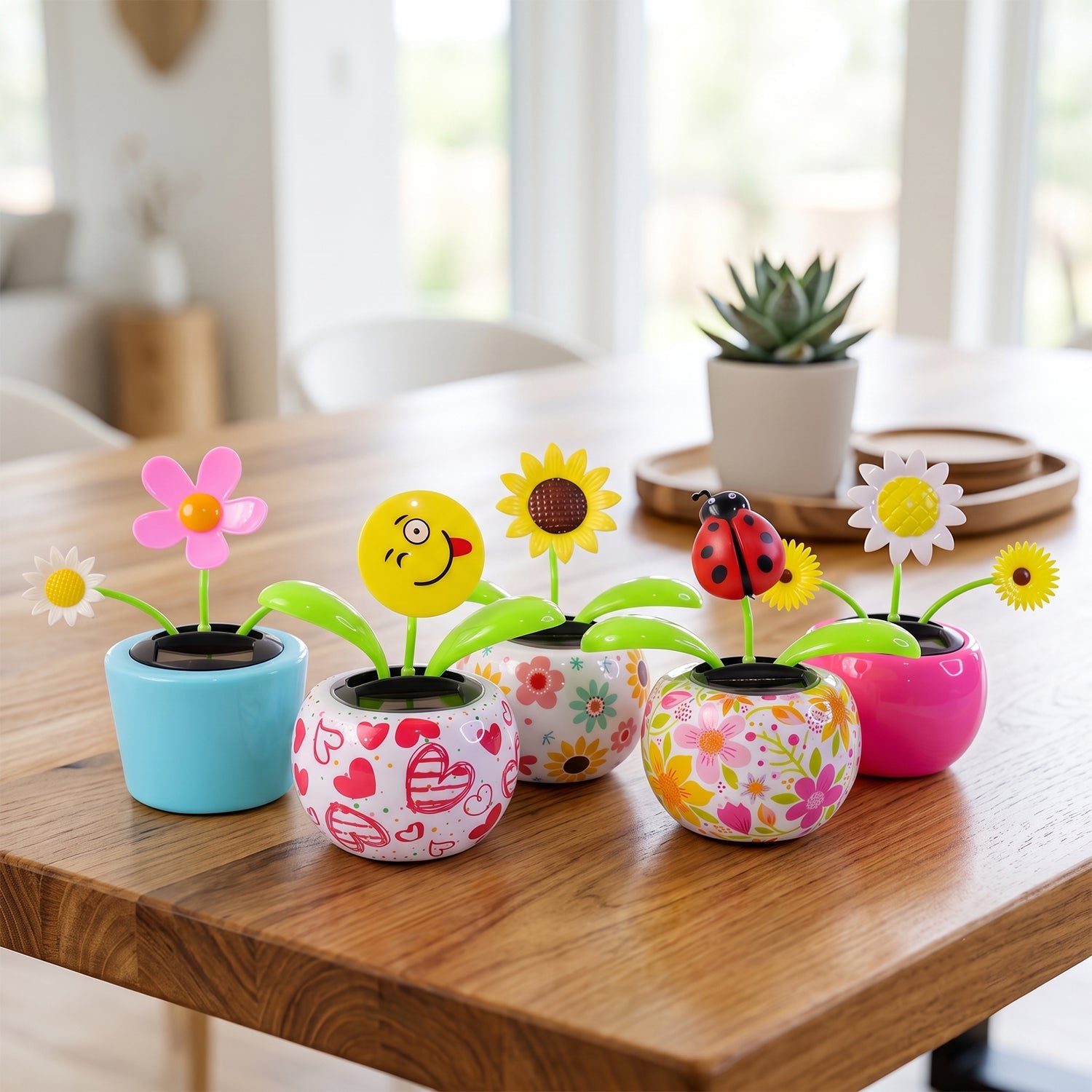 Cute solar flower toy for car dashboard and home decoration