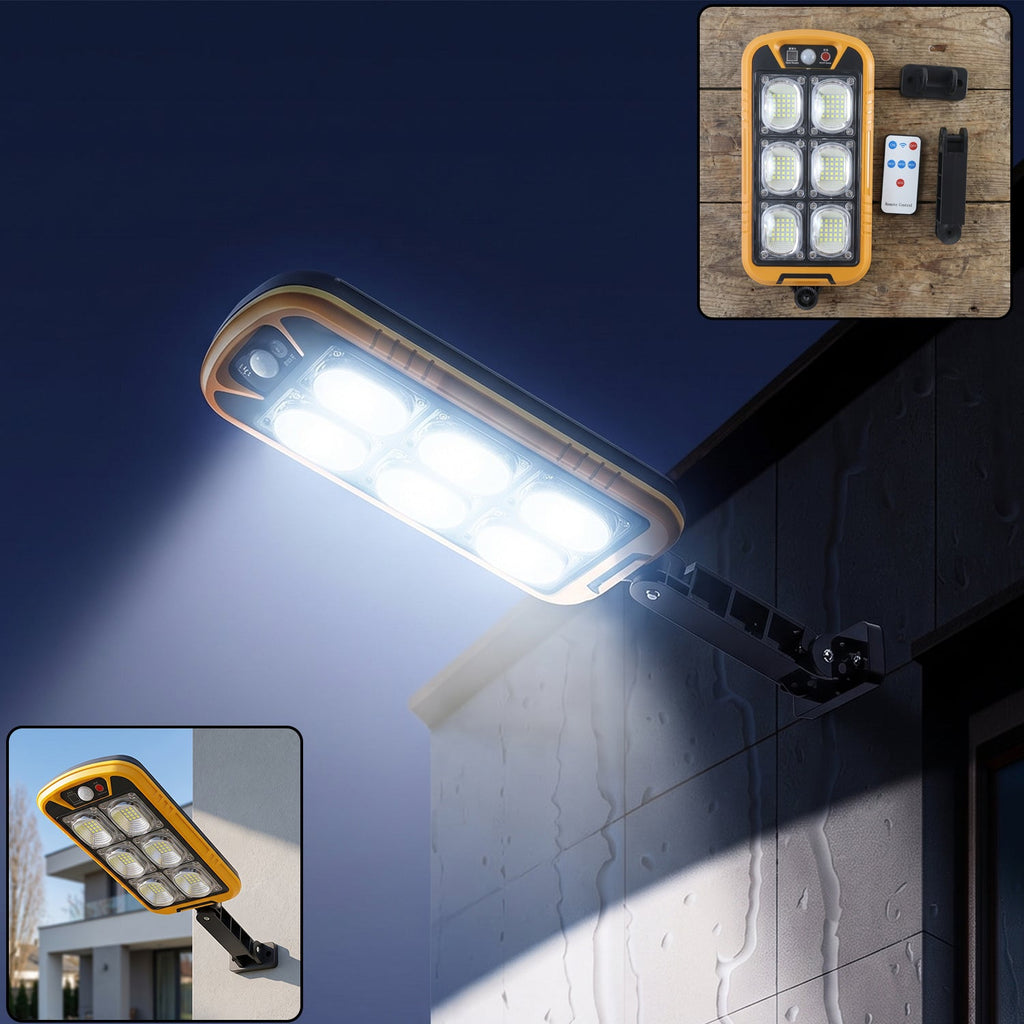 Solar LED motion sensor wall light with remote, waterproof for outdoors (1 set)