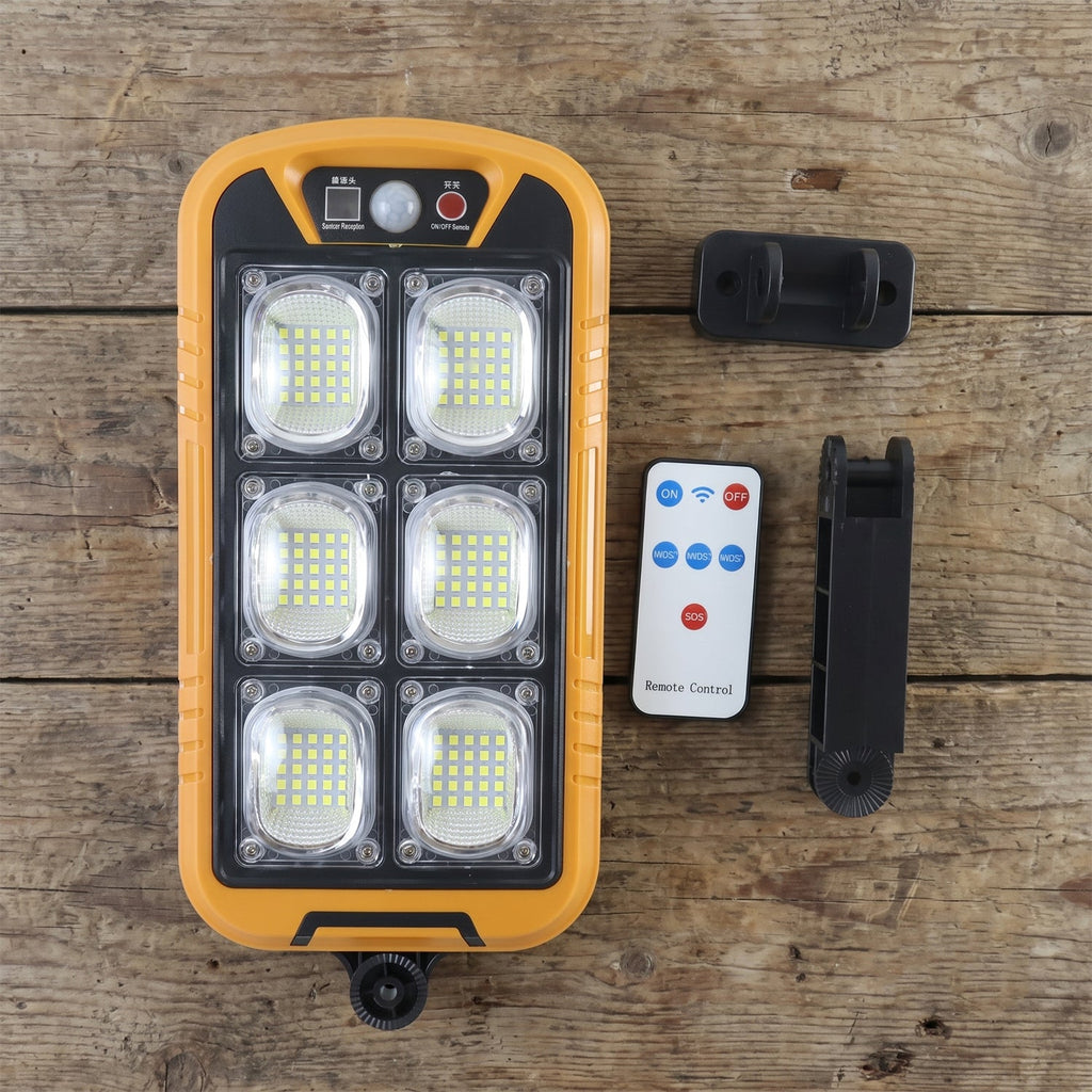 Bright solar sensor light for patios, fences and entrances