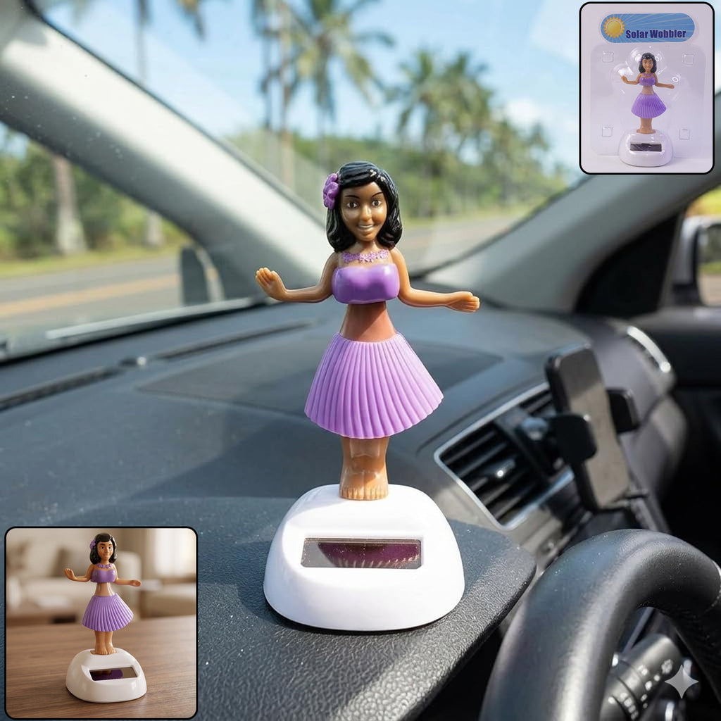 Decorative solar bobble figure for car dashboard and shelves