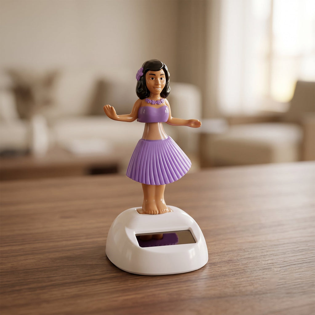 Bobble head hula doll powered by solar energy for decoration