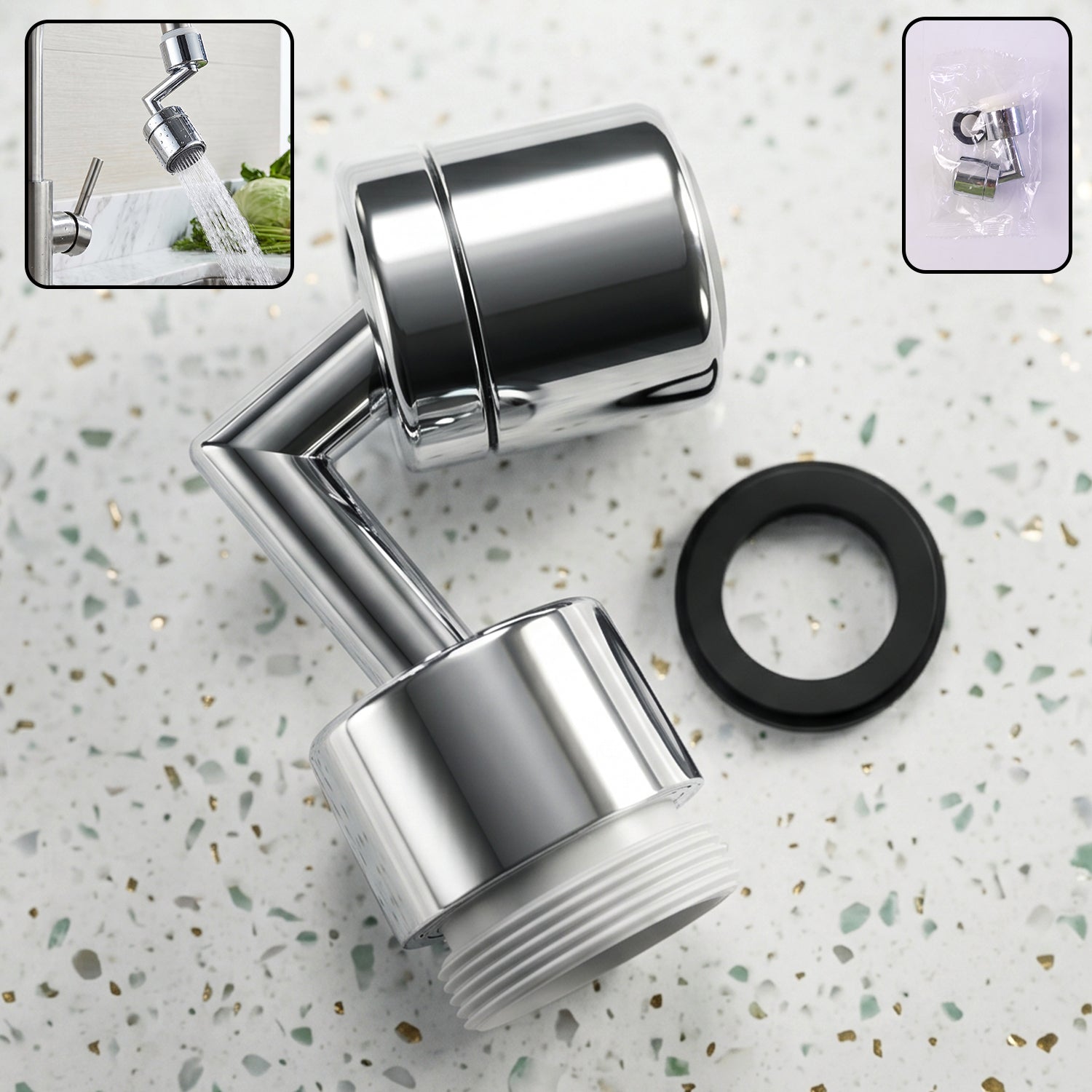 Splash filter faucet aerator swivel