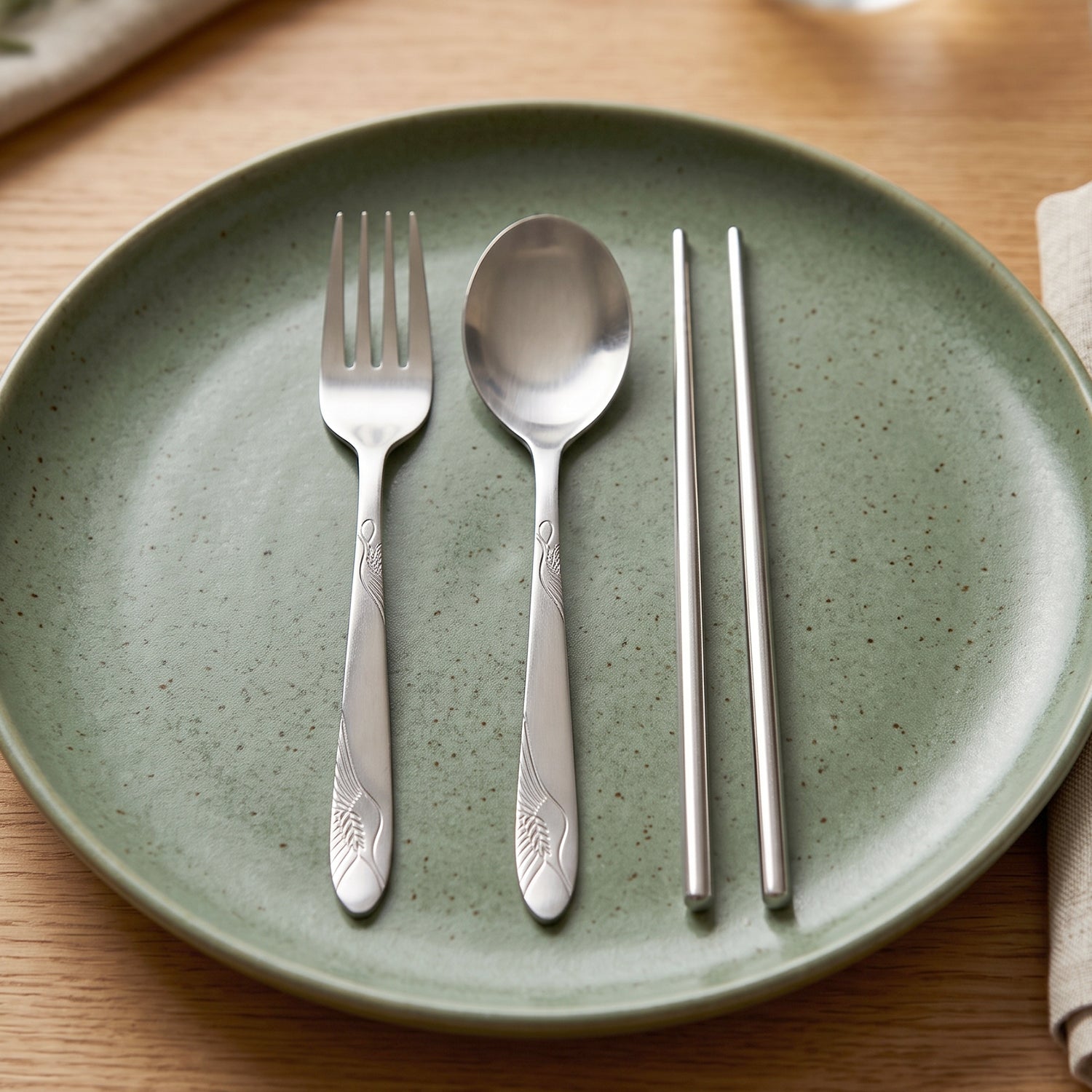 Compact portable utensil kit with pouch for dining out