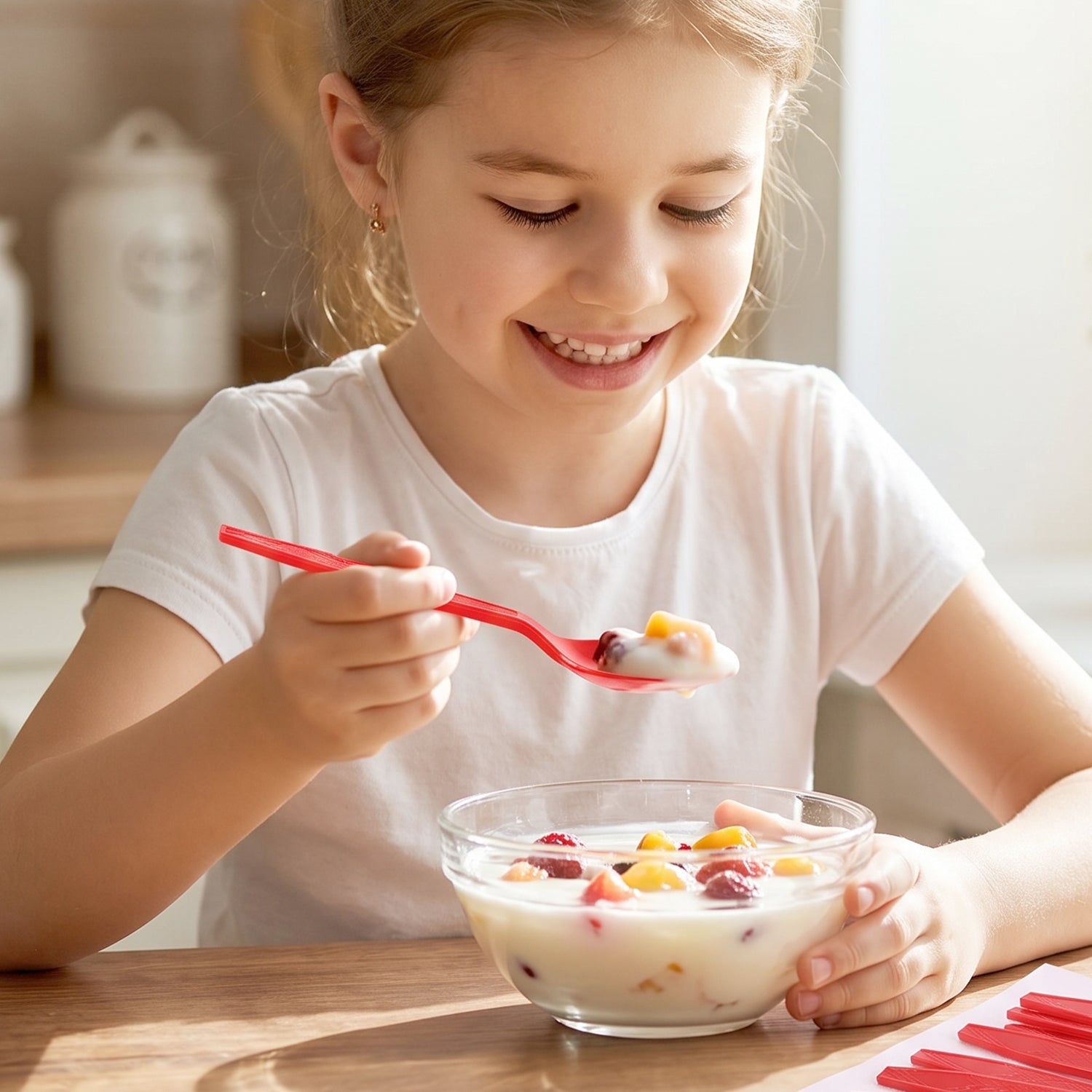 Plastic spoons multicolour set