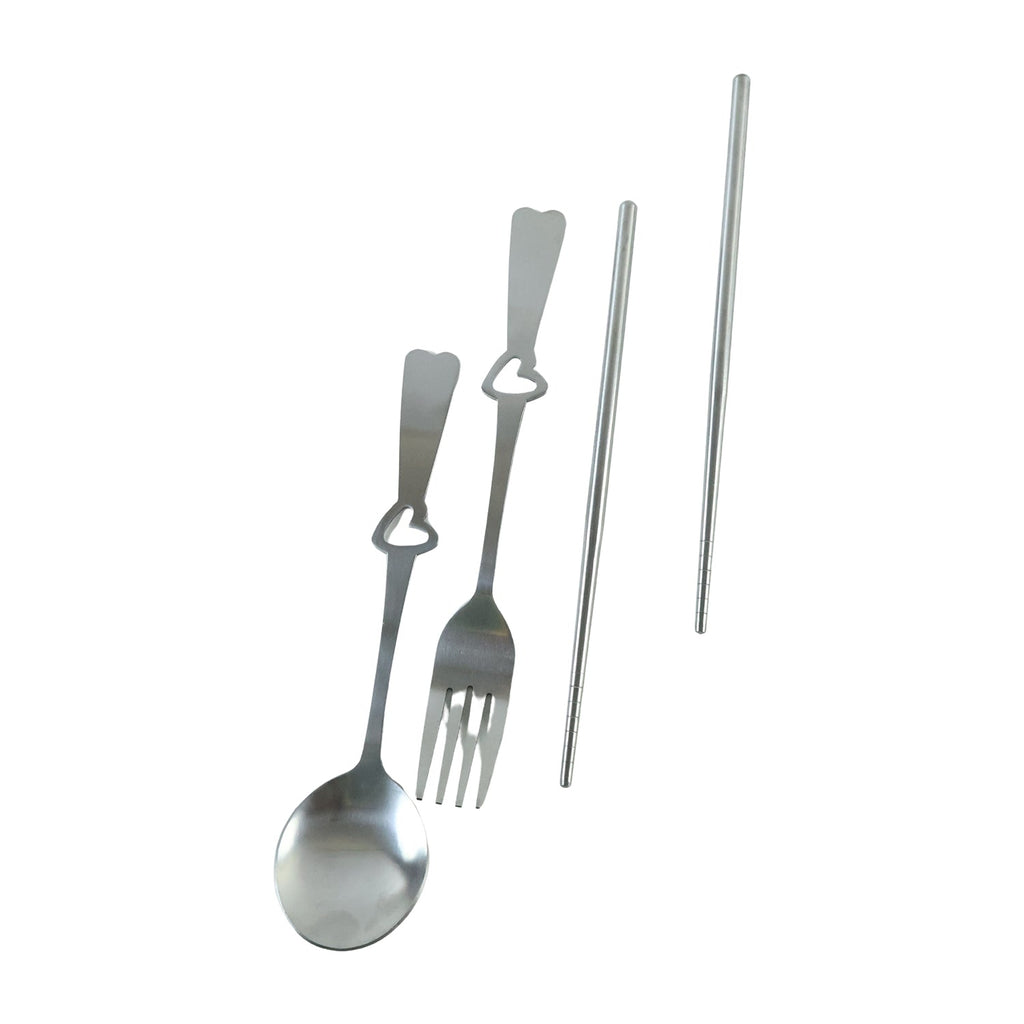 Eco friendly reusable utensils with spoon, fork and chopsticks