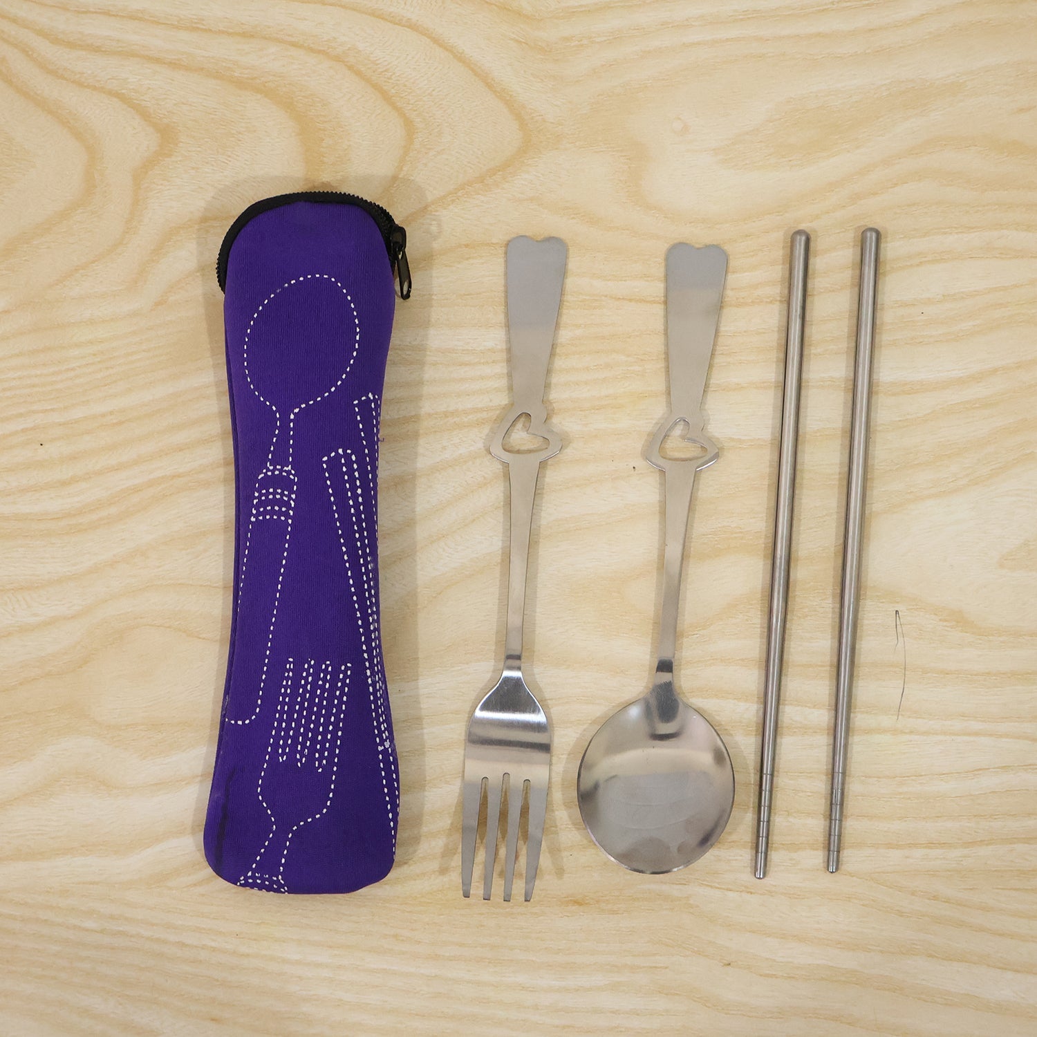 Reusable cutlery kit for school, work and outdoor use