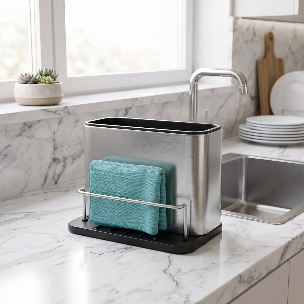 Stainless steel sink rack with drainage for kitchen tools
