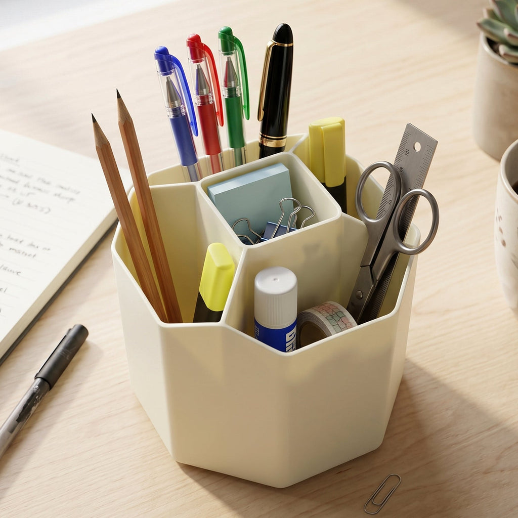 Desk organizer compartments detail