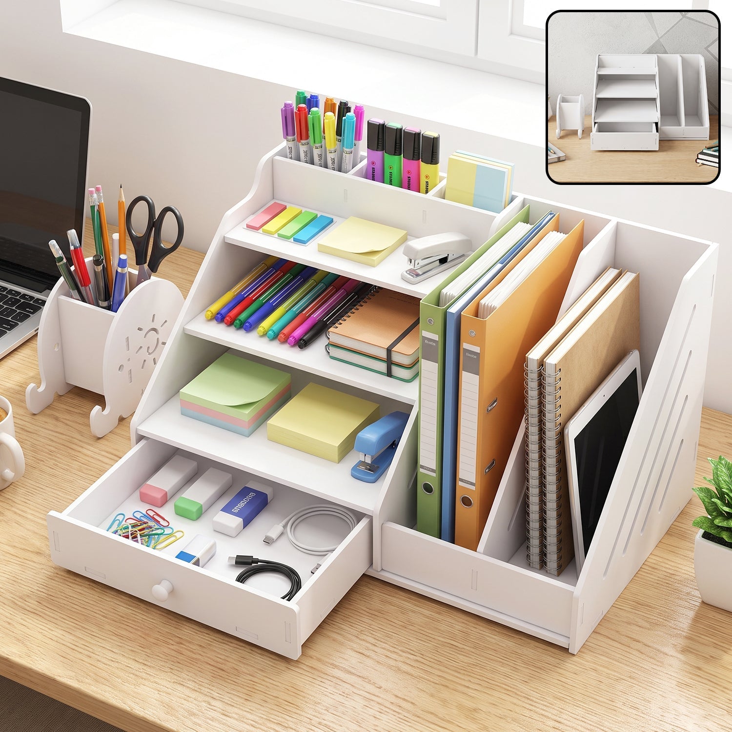 Multifunctional desk organizer cabinet