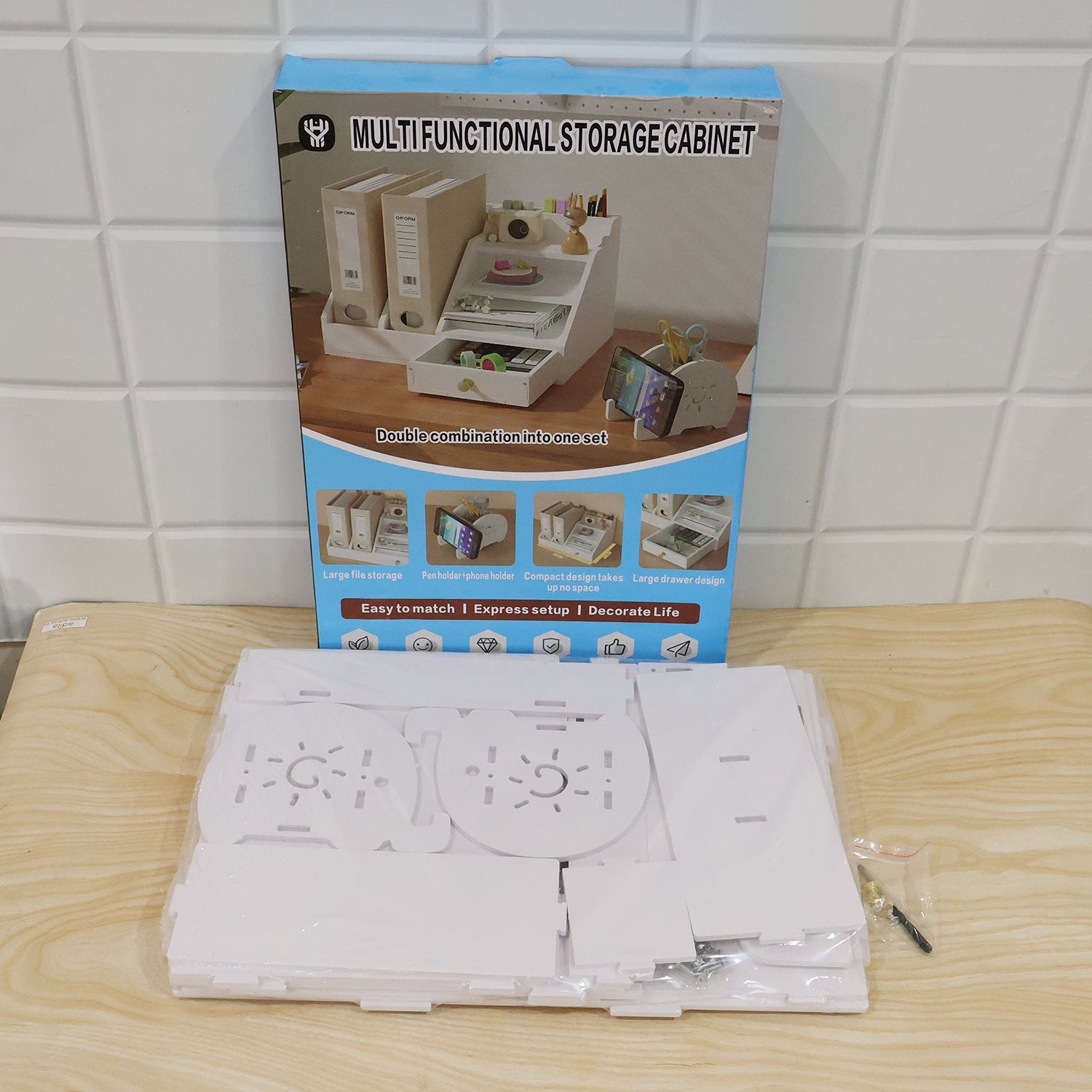 Desk organizer cabinet set