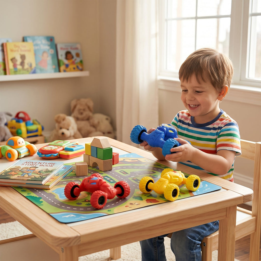 Telescopic toy car for boys and girls with pull back motion