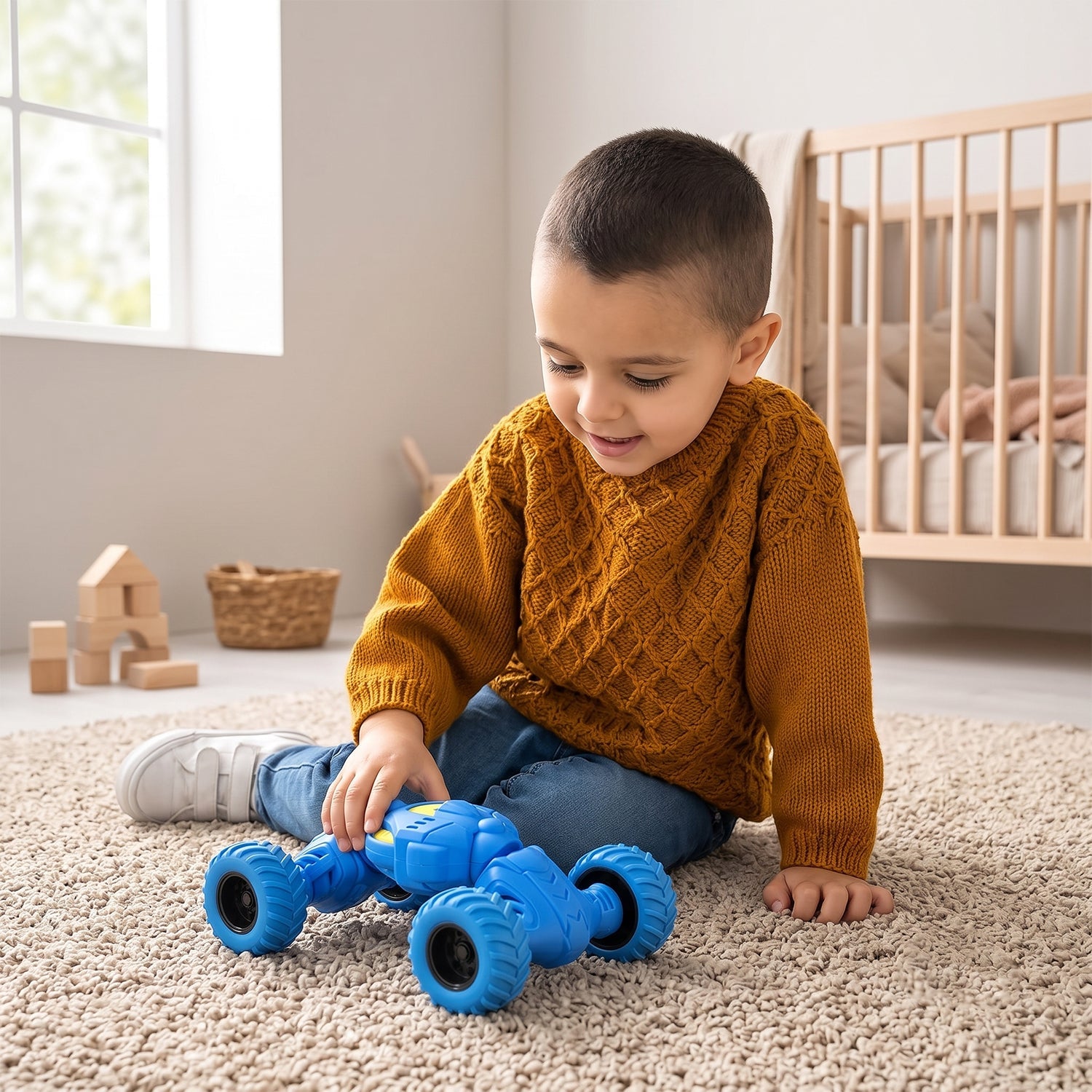 Telescopic pull back stunt car toy for kids, friction off road vehicle (1 pc)