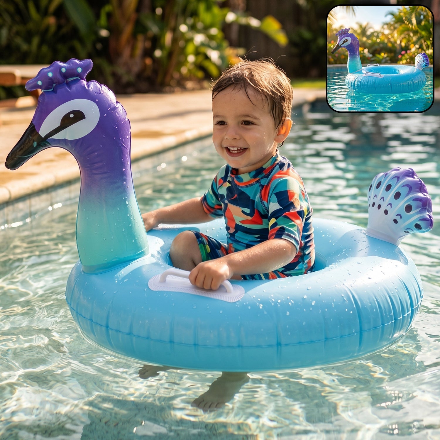 Comfortable inflatable kids swim ring with support and vibrant color