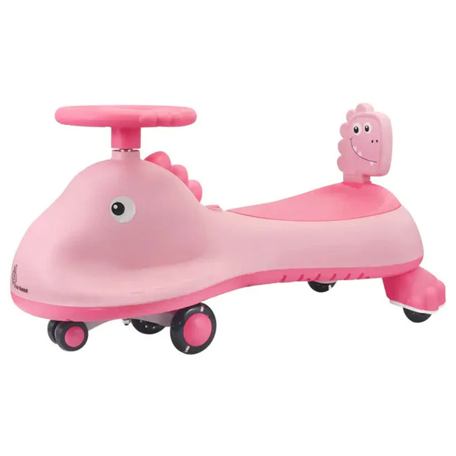 Pink shark themed twist car for indoor and outdoor play